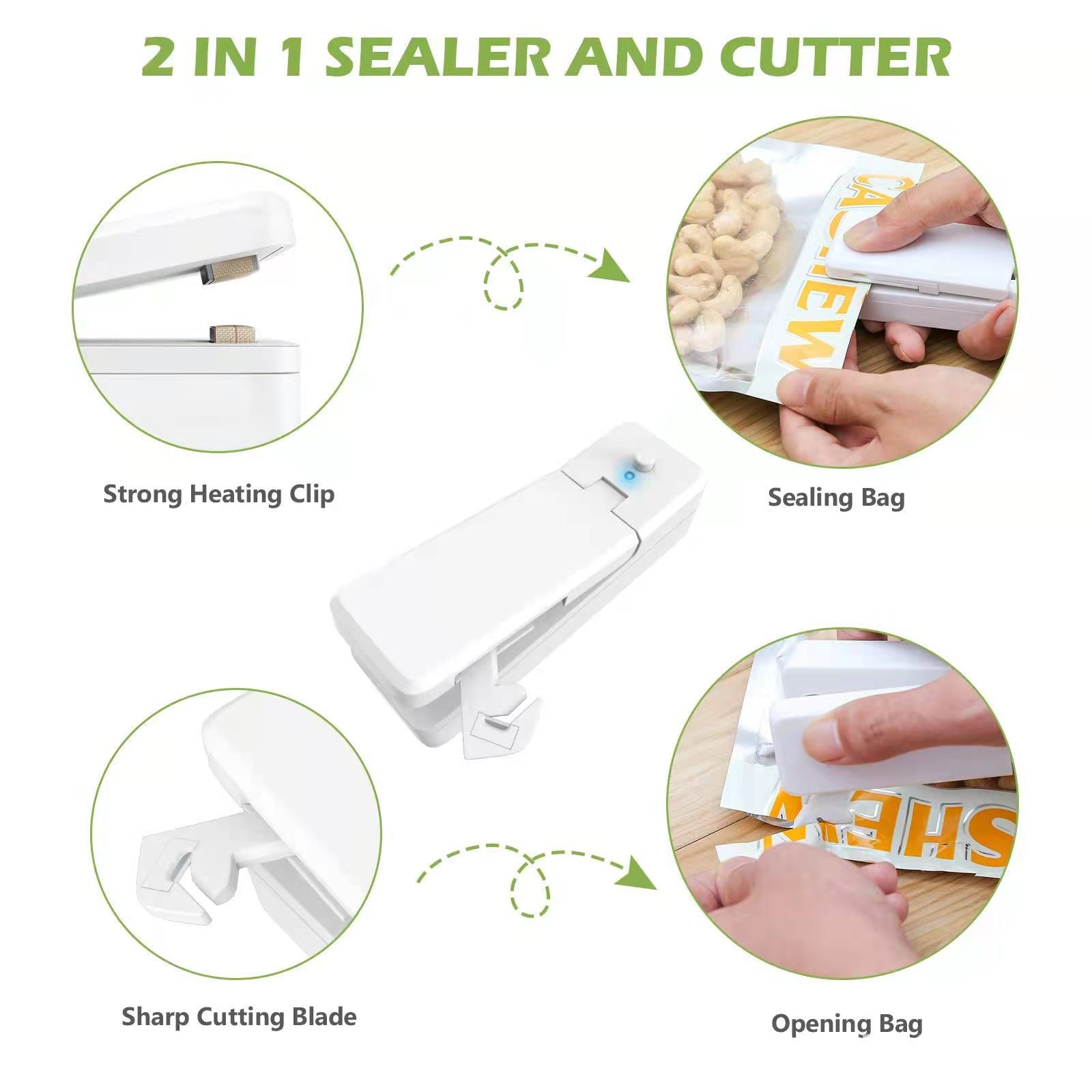 Rechargeable Plastic Package Sealer, Mini Close Bags Portable Sealing Machine, Heat Thermal Bag Sealer, Storage Food, Kitchen