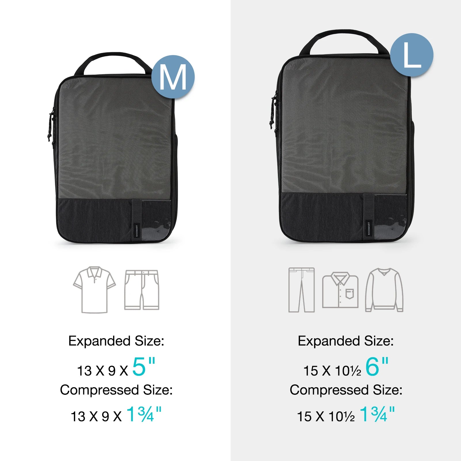 BAGSMART Compression Packing Cubes for Travel - 6/4/2 Set Lightweight Durable Luggage Organizer Bags Travel Essentials