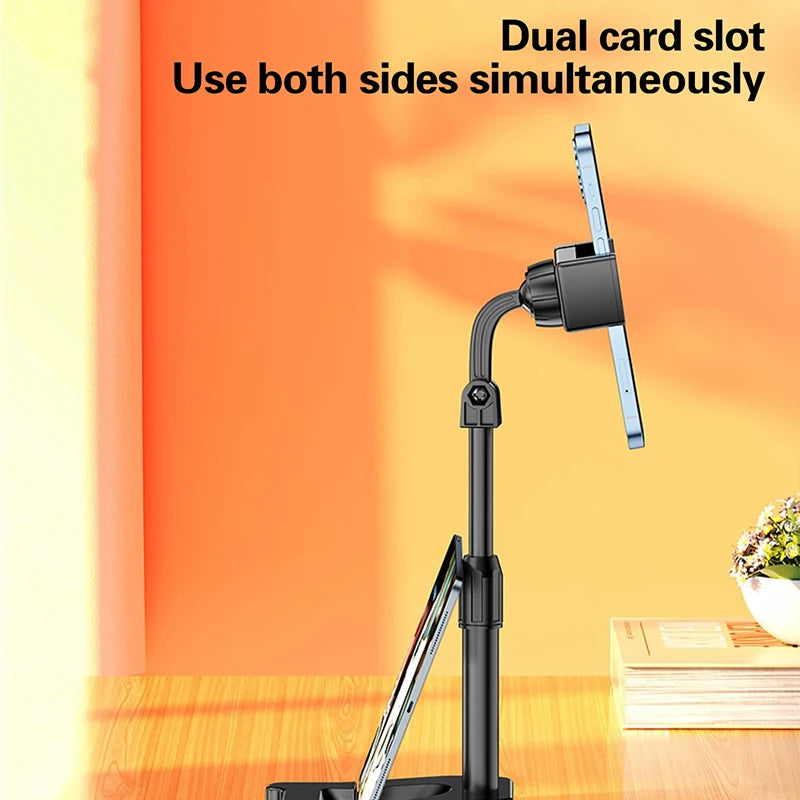 Desktop Dual-Level Adjustable Phone Stand, Universal Stand for Tablets and Phones, Height-Adjustable Stable Stand