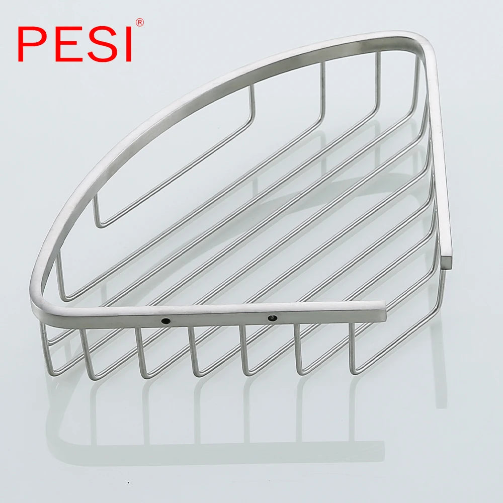 Bathroom Shelf Black Stainless Steel Single Bathroom Shelves Shower Storage Rack Wall Mounted Corner Basket Shampoo Shelf.