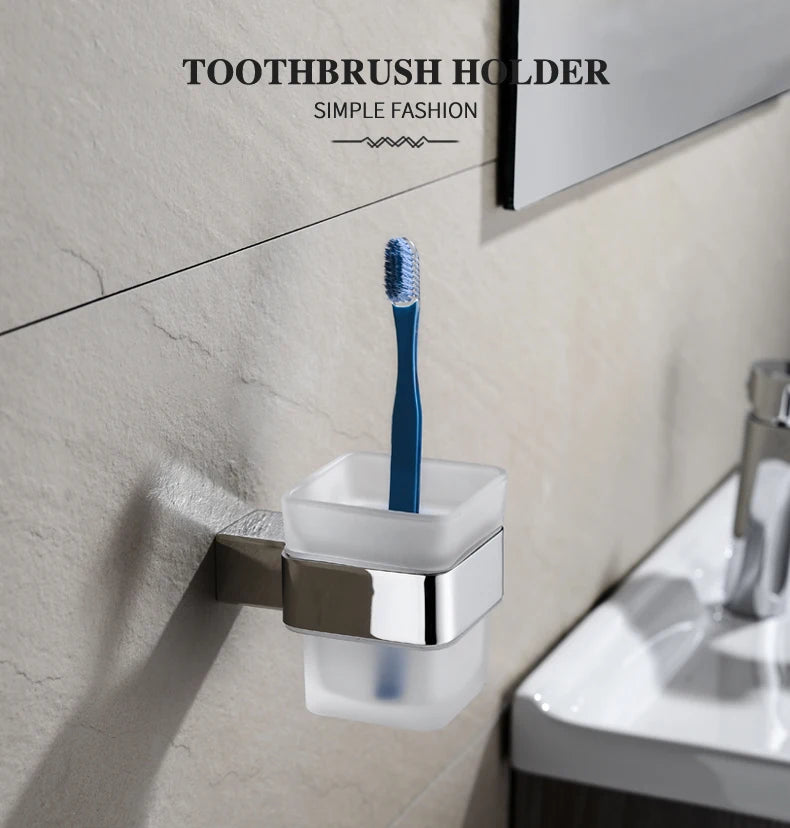 Stainless Steel Bathroom Accessories Wall Shelf Towel Bar Rack Rail Toilet Brush Roll Paper Holder Soap Dish Bathroom Hardware