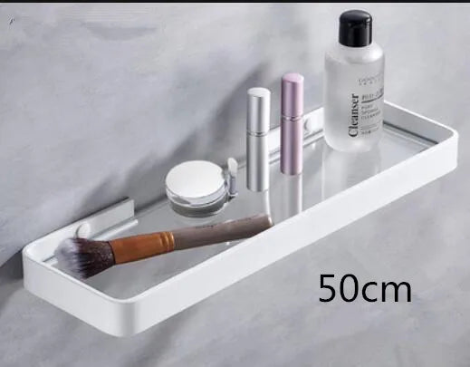 Bathroom Shelf Bath Shower Shelf With Bar Aluminum White Glass Shelf Bathroom Corner shelf Wall Mounted Kitchen Storage holder