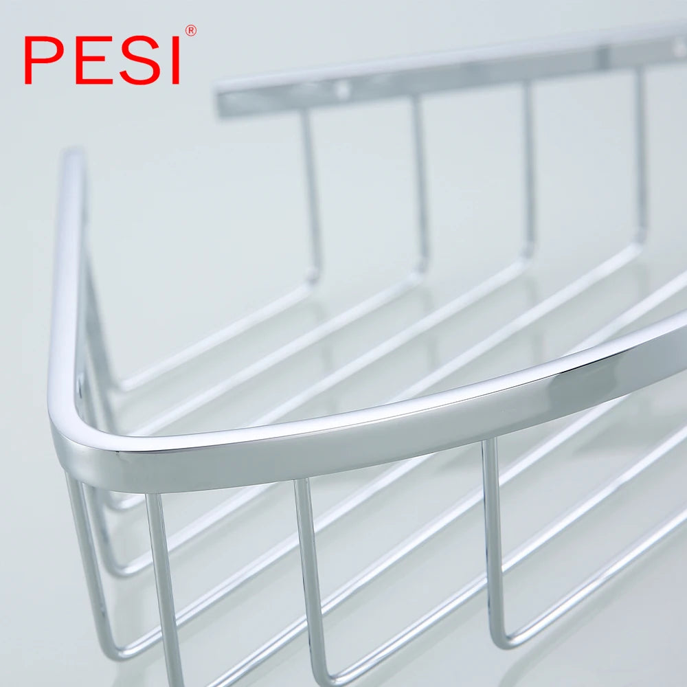 Bathroom Shelf Black Stainless Steel Single Bathroom Shelves Shower Storage Rack Wall Mounted Corner Basket Shampoo Shelf.