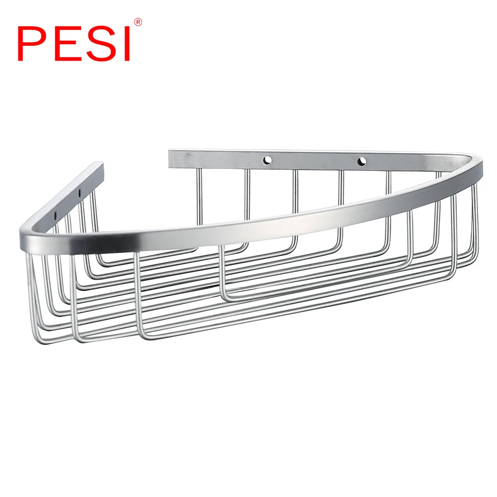 Bathroom Shelf Black Stainless Steel Single Bathroom Shelves Shower Storage Rack Wall Mounted Corner Basket Shampoo Shelf.