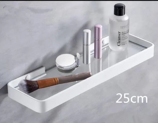Bathroom Shelf Bath Shower Shelf With Bar Aluminum White Glass Shelf Bathroom Corner shelf Wall Mounted Kitchen Storage holder