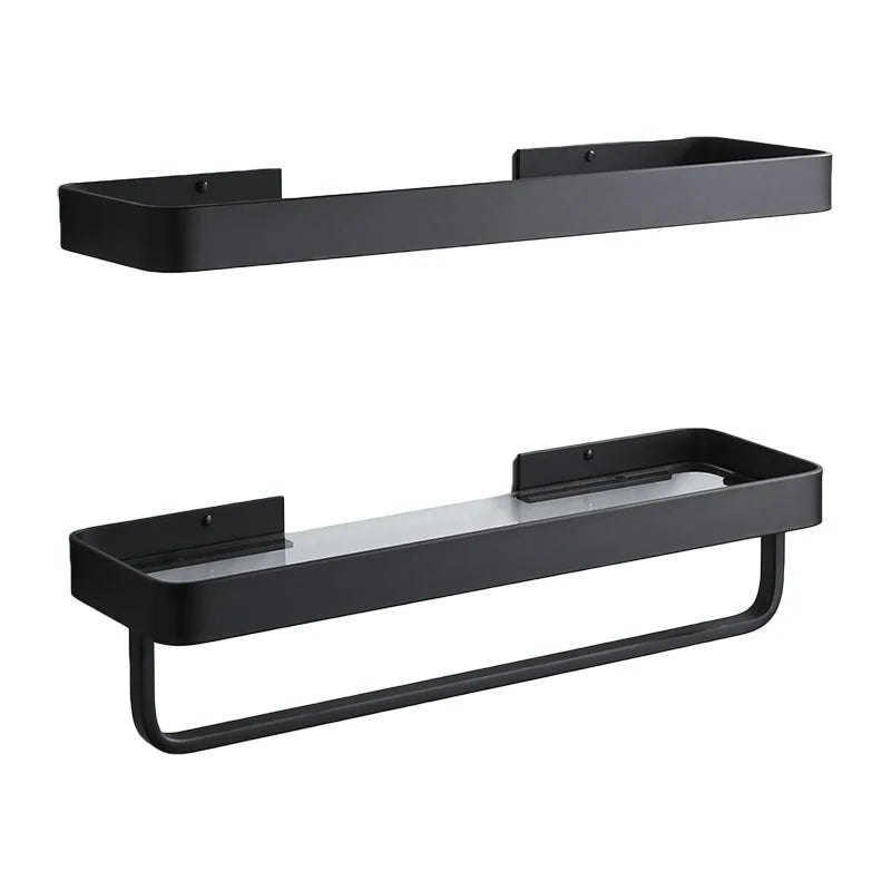 Bathroom Shelf Bath Shower Shelf With Bar Aluminum White Glass Shelf Bathroom Corner shelf Wall Mounted Kitchen Storage holder