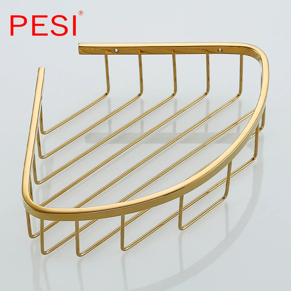 Bathroom Shelf Black Stainless Steel Single Bathroom Shelves Shower Storage Rack Wall Mounted Corner Basket Shampoo Shelf.