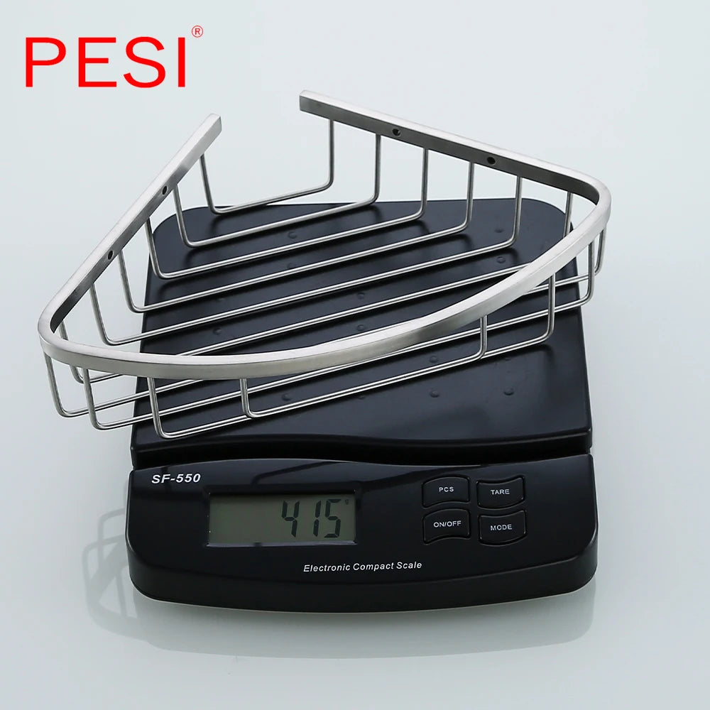 Bathroom Shelf Black Stainless Steel Single Bathroom Shelves Shower Storage Rack Wall Mounted Corner Basket Shampoo Shelf.