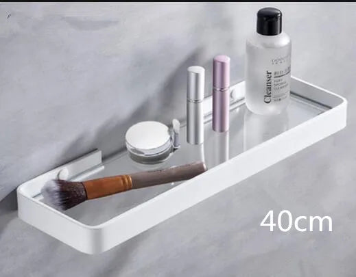 Bathroom Shelf Bath Shower Shelf With Bar Aluminum White Glass Shelf Bathroom Corner shelf Wall Mounted Kitchen Storage holder