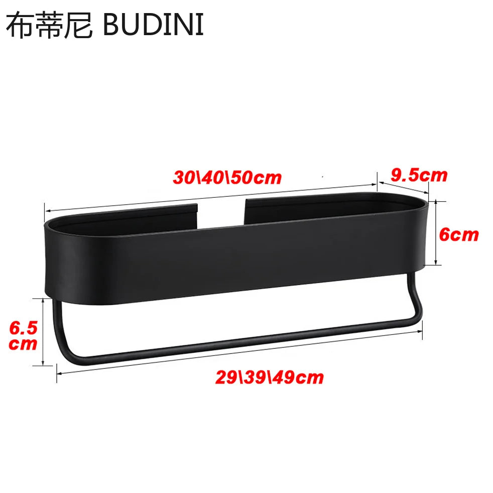 Bathroom Shelf Hanging Rack Kitchen Wall Shelves Bath Towel Holder Black Shower Storage Basket Kitchen Organizer Accessories