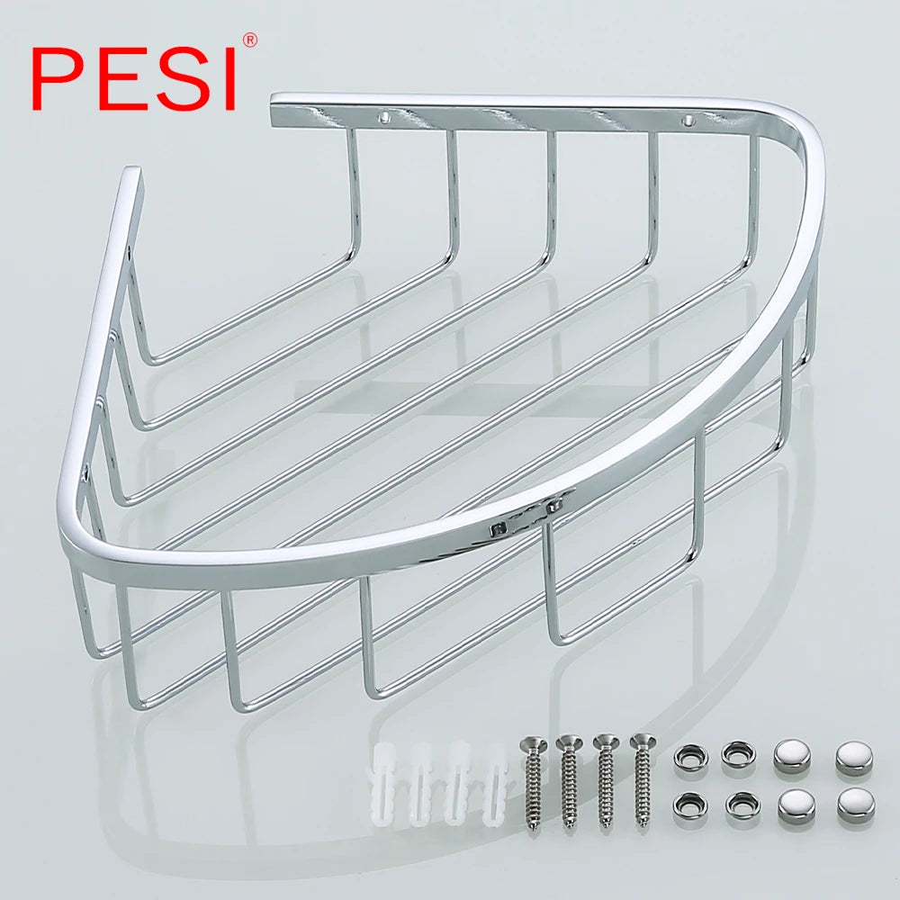 Bathroom Shelf Black Stainless Steel Single Bathroom Shelves Shower Storage Rack Wall Mounted Corner Basket Shampoo Shelf.