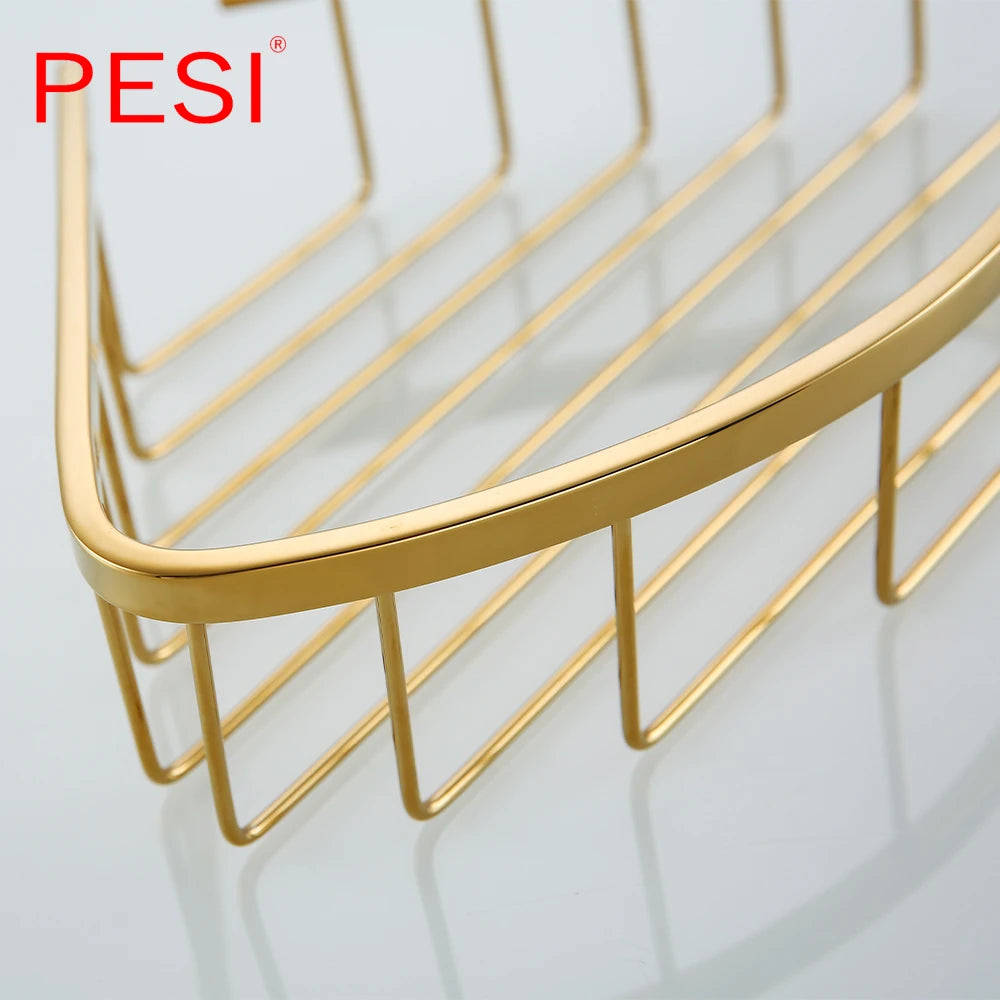 Bathroom Shelf Black Stainless Steel Single Bathroom Shelves Shower Storage Rack Wall Mounted Corner Basket Shampoo Shelf.