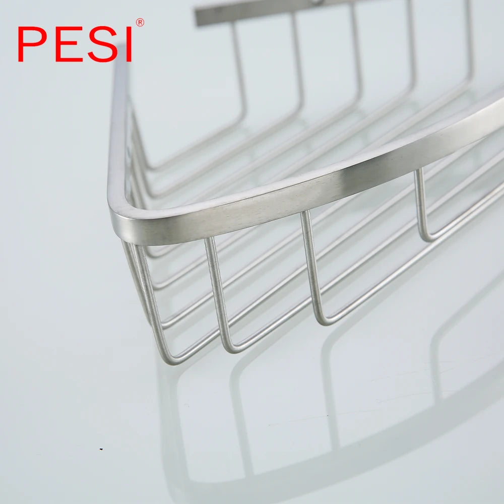Bathroom Shelf Black Stainless Steel Single Bathroom Shelves Shower Storage Rack Wall Mounted Corner Basket Shampoo Shelf.