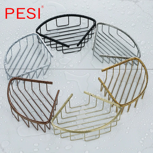 Bathroom Shelf Black Stainless Steel Single Bathroom Shelves Shower Storage Rack Wall Mounted Corner Basket Shampoo Shelf.