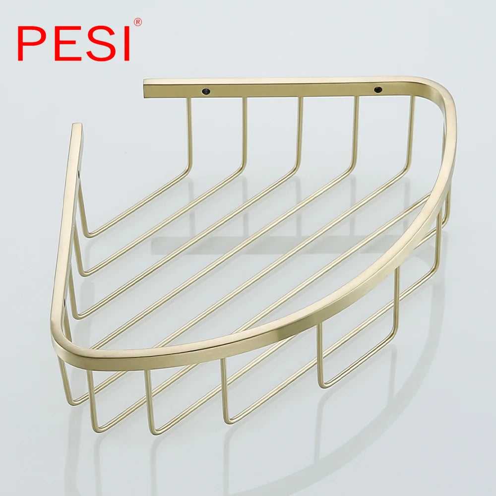 Bathroom Shelf Black Stainless Steel Single Bathroom Shelves Shower Storage Rack Wall Mounted Corner Basket Shampoo Shelf.