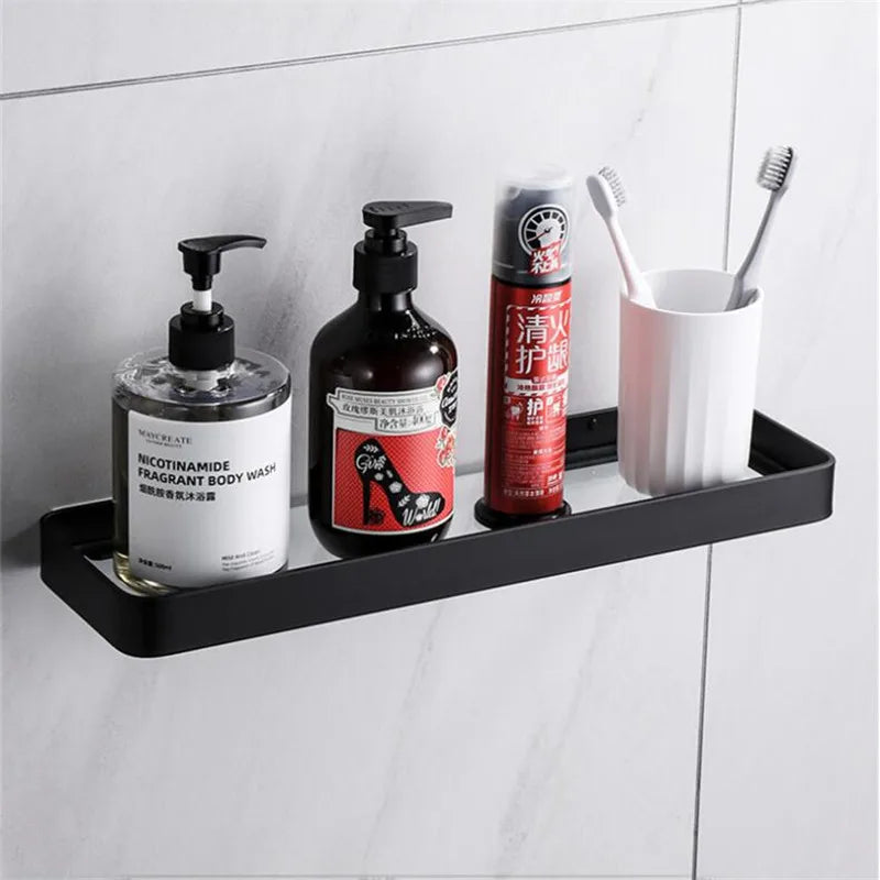 Bathroom Shelf Bath Shower Shelf With Bar Aluminum White Glass Shelf Bathroom Corner shelf Wall Mounted Kitchen Storage holder