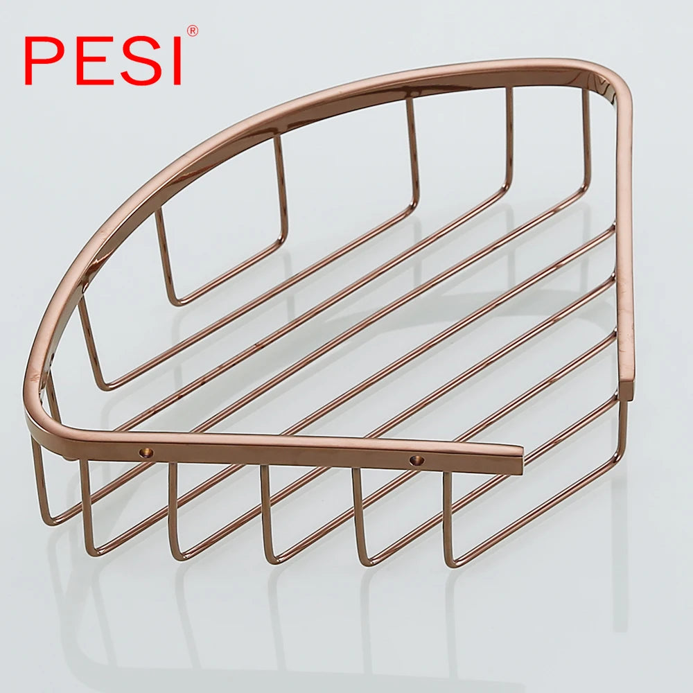 Bathroom Shelf Black Stainless Steel Single Bathroom Shelves Shower Storage Rack Wall Mounted Corner Basket Shampoo Shelf.