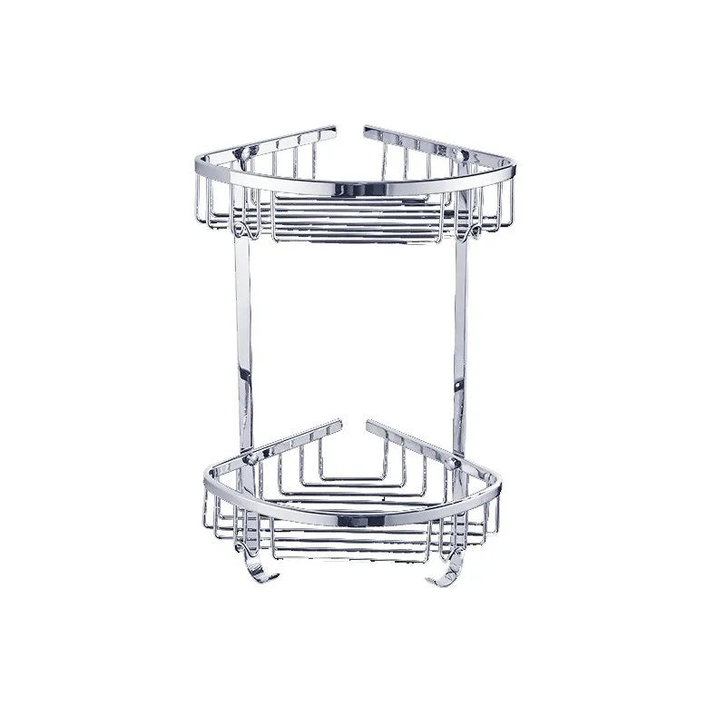 304 Stainless Steel Bathroom Shelf Triangle Shower Corner Basket 1-2 Layer Storage Rack for Shampoo Cosmetics Silver Organizer
