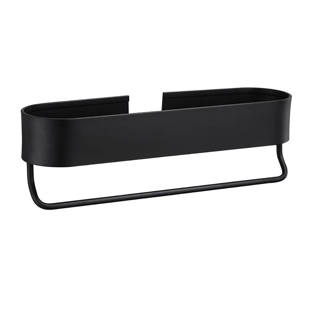 Bathroom Shelf Hanging Rack Kitchen Wall Shelves Bath Towel Holder Black Shower Storage Basket Kitchen Organizer Accessories
