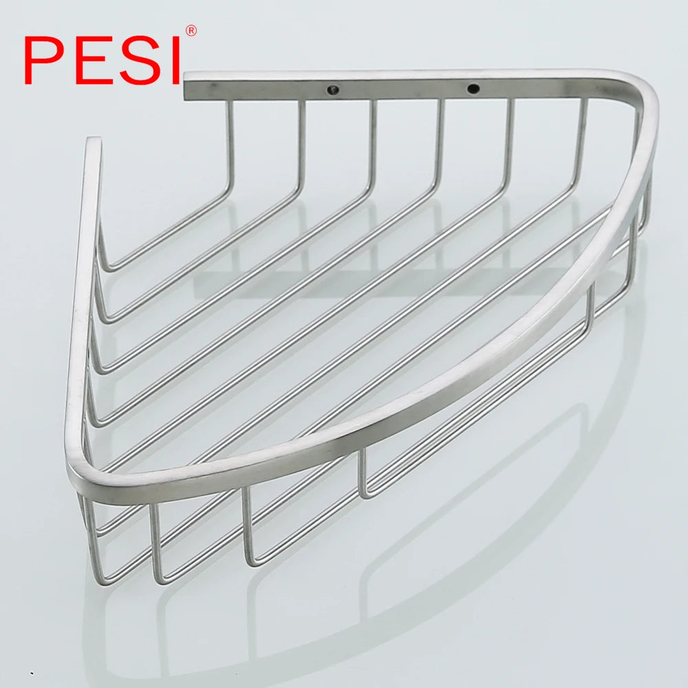 Bathroom Shelf Black Stainless Steel Single Bathroom Shelves Shower Storage Rack Wall Mounted Corner Basket Shampoo Shelf.