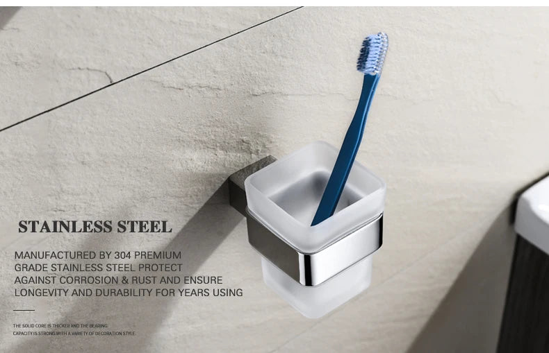 Stainless Steel Bathroom Accessories Wall Shelf Towel Bar Rack Rail Toilet Brush Roll Paper Holder Soap Dish Bathroom Hardware