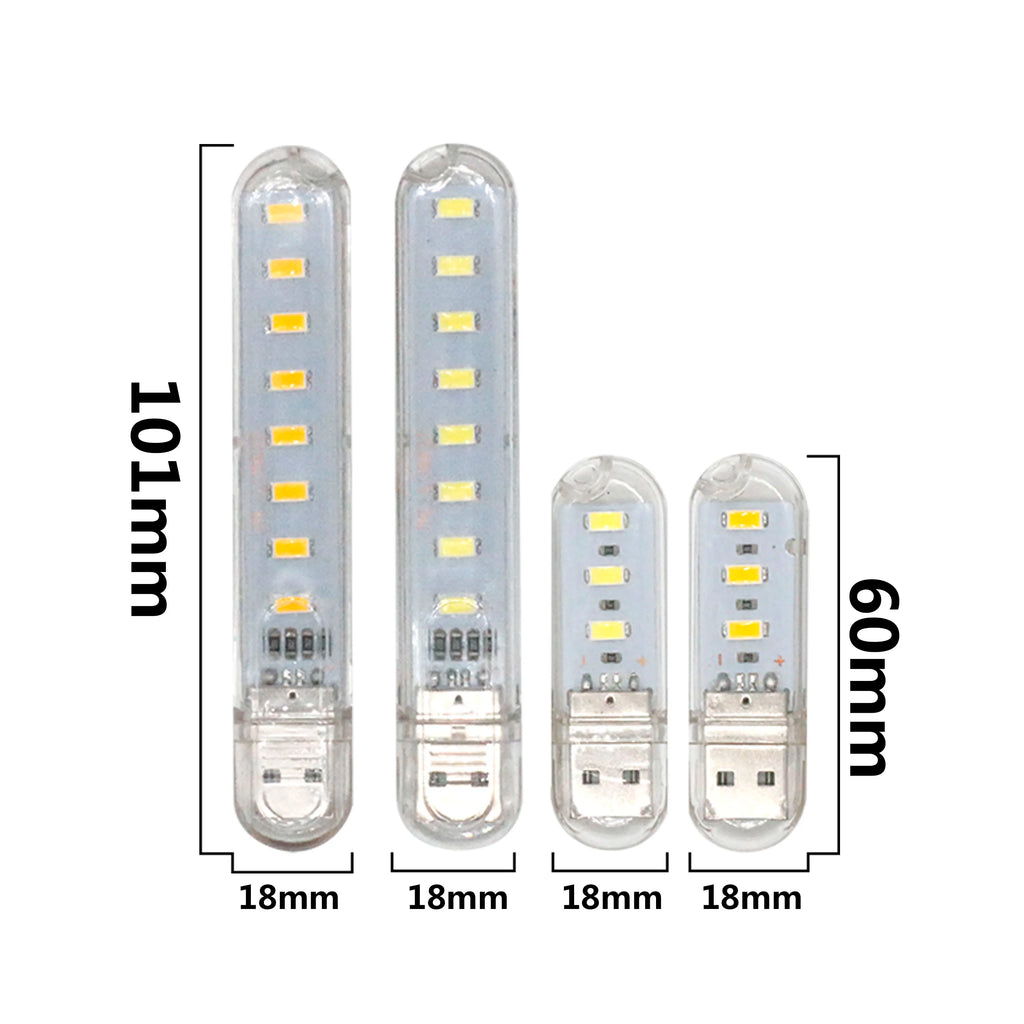 USB LED 3LEDs 8LEDs 24leds Book Lights LED Bulb 5V Power Input White 5000-6500K Warm White 3000-3500K USB Night light