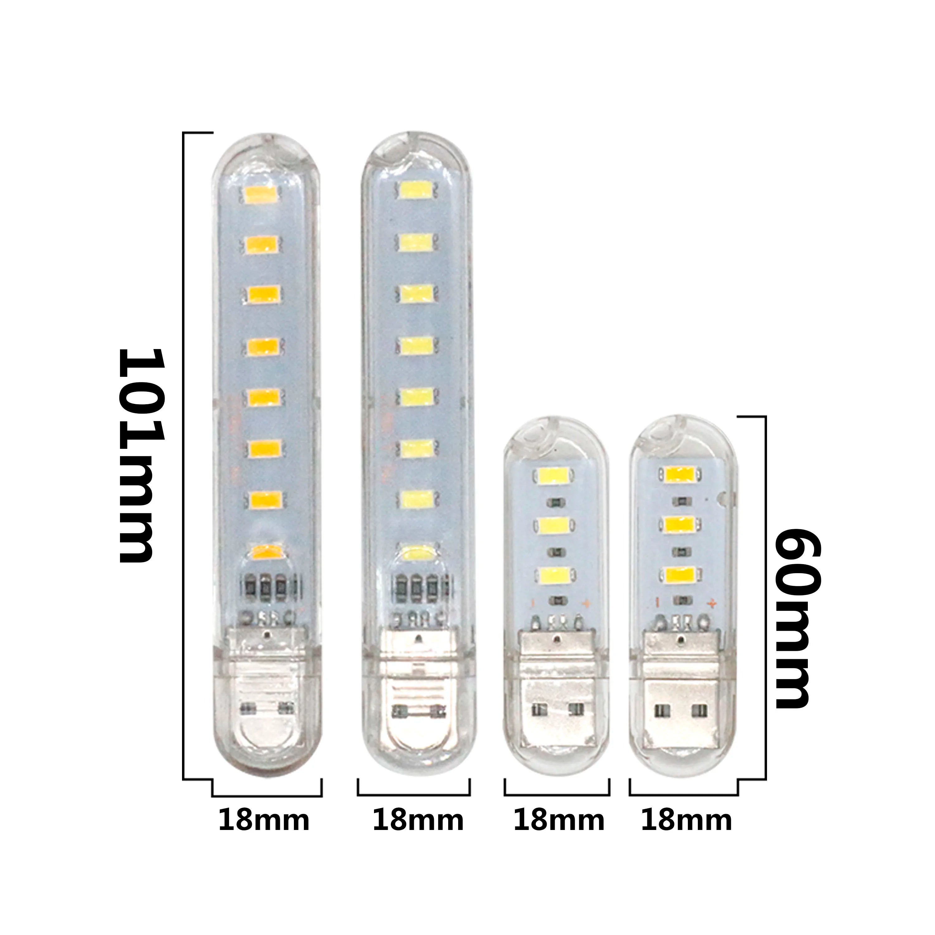 USB LED 3LEDs 8LEDs 24leds Book Lights LED Bulb 5V Power Input White 5000-6500K Warm White 3000-3500K USB Night light