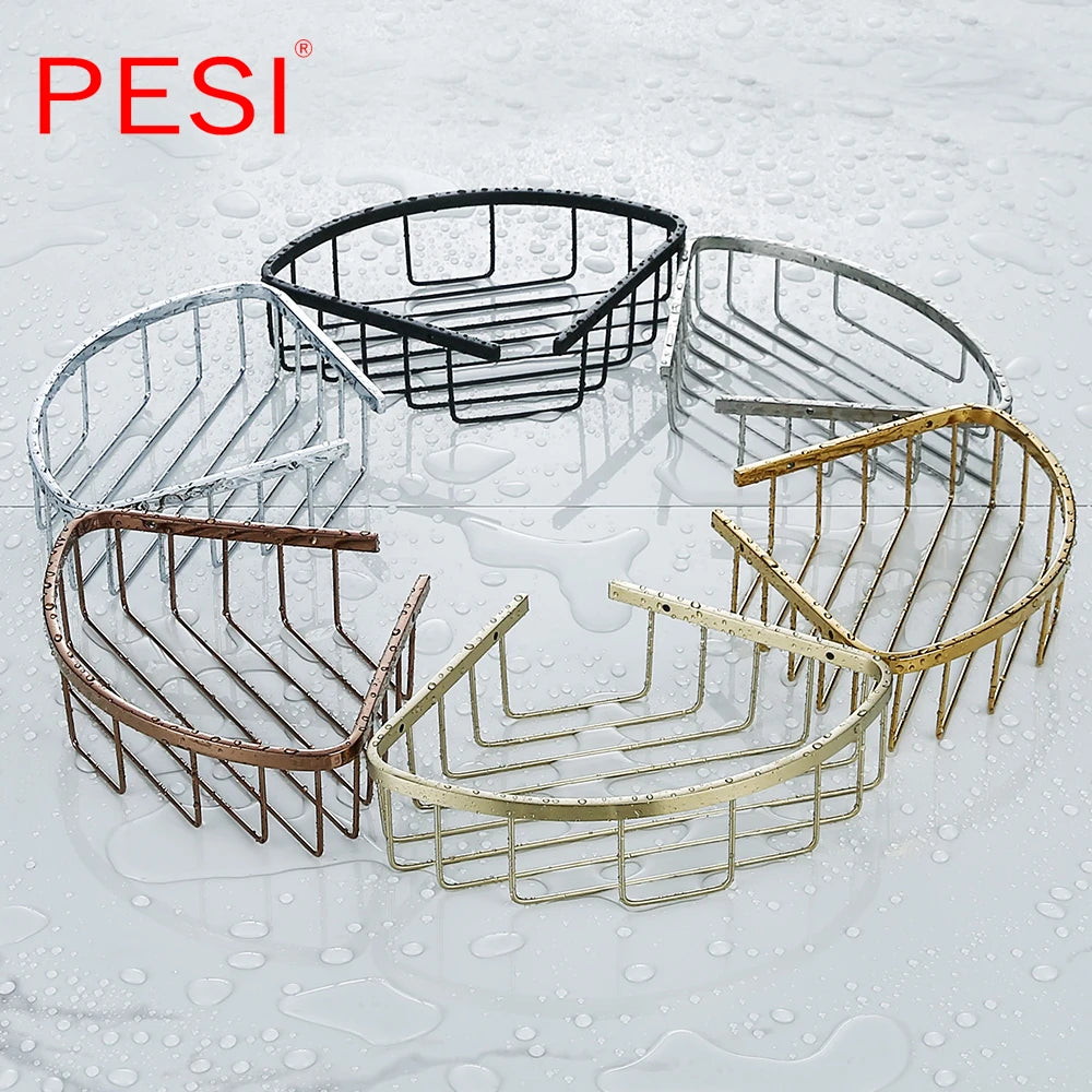 Bathroom Shelf Black Stainless Steel Single Bathroom Shelves Shower Storage Rack Wall Mounted Corner Basket Shampoo Shelf.