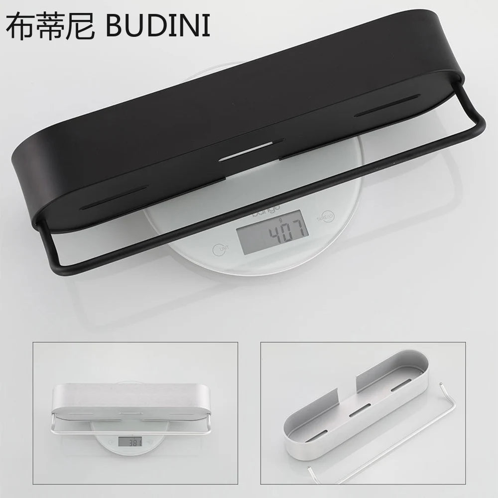Bathroom Shelf Hanging Rack Kitchen Wall Shelves Bath Towel Holder Black Shower Storage Basket Kitchen Organizer Accessories