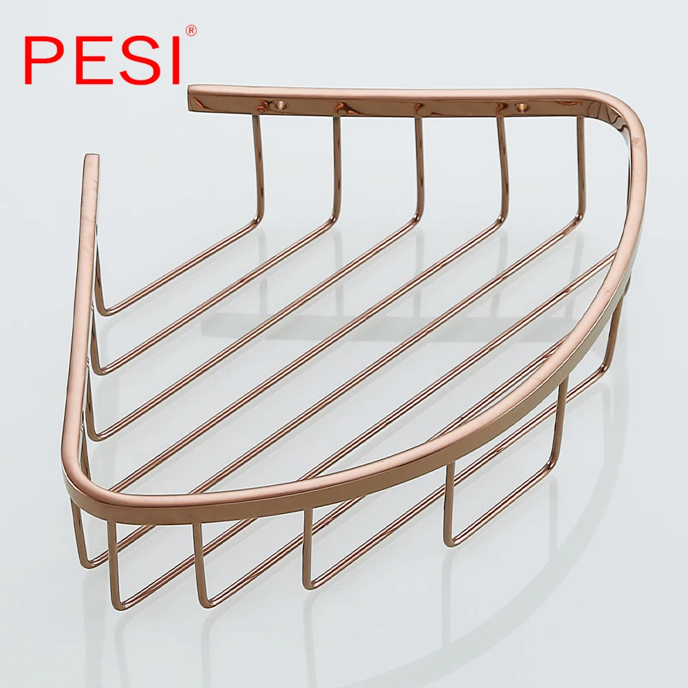 Bathroom Shelf Black Stainless Steel Single Bathroom Shelves Shower Storage Rack Wall Mounted Corner Basket Shampoo Shelf.
