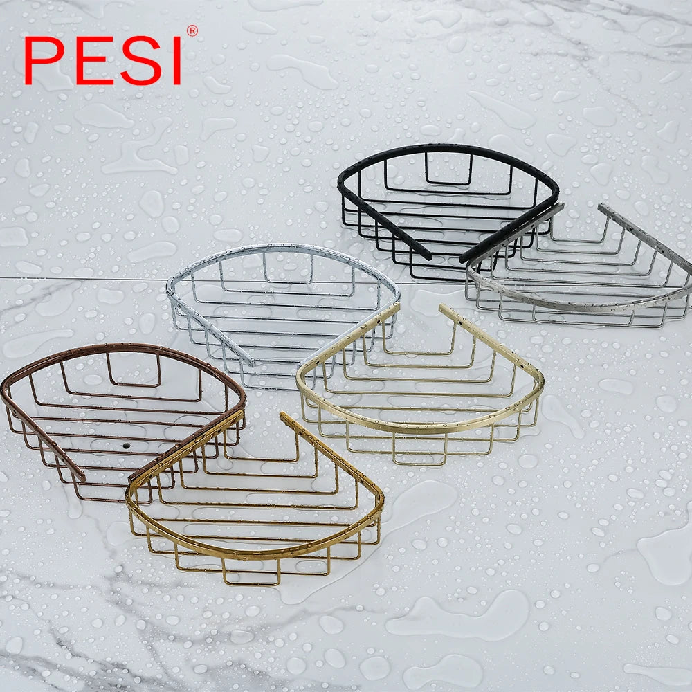 Bathroom Shelf Black Stainless Steel Single Bathroom Shelves Shower Storage Rack Wall Mounted Corner Basket Shampoo Shelf.