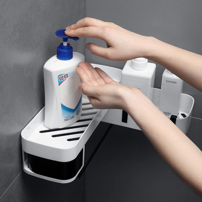 1 pcs Corner Shower Shelf Bathroom Shampoo Shower Shelf Holder Kitchen Storage Rack Organizer Wall Mounted Type baño 4полка для