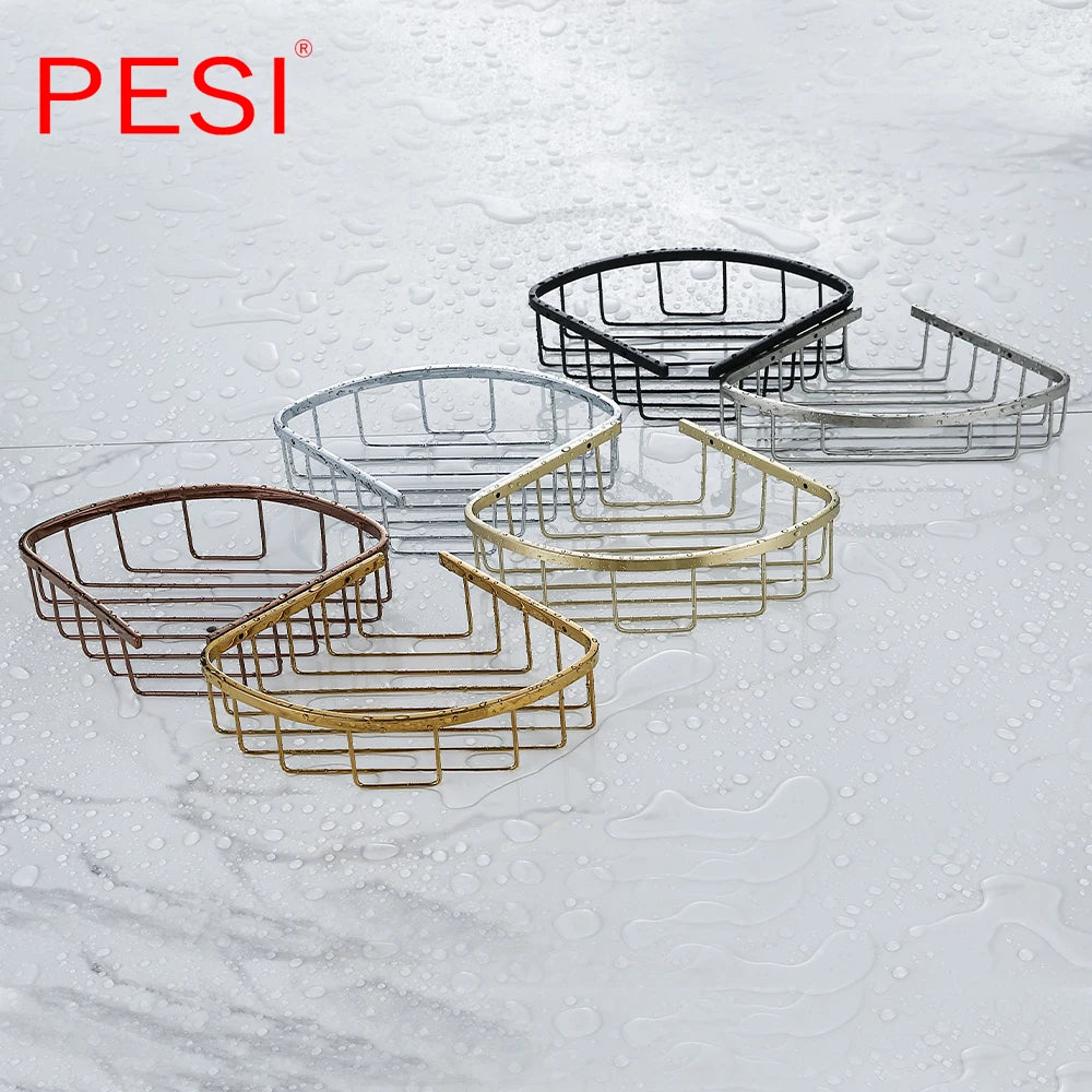 Bathroom Shelf Black Stainless Steel Single Bathroom Shelves Shower Storage Rack Wall Mounted Corner Basket Shampoo Shelf.
