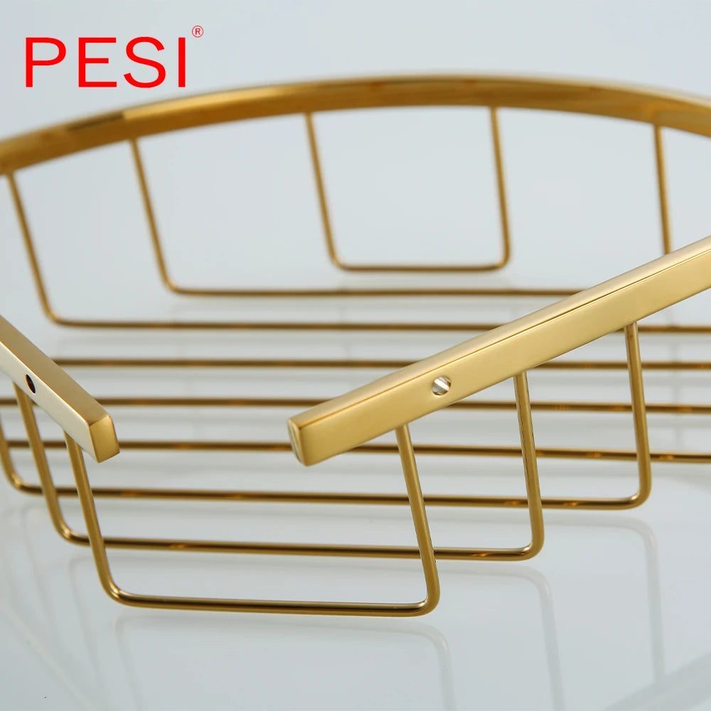 Bathroom Shelf Black Stainless Steel Single Bathroom Shelves Shower Storage Rack Wall Mounted Corner Basket Shampoo Shelf.