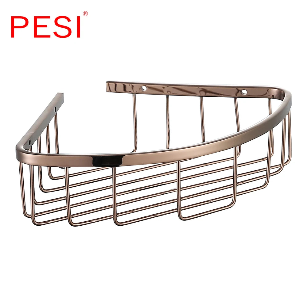 Bathroom Shelf Black Stainless Steel Single Bathroom Shelves Shower Storage Rack Wall Mounted Corner Basket Shampoo Shelf.
