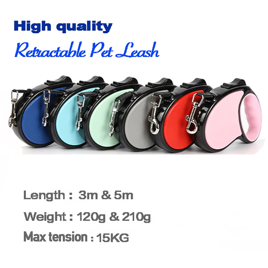New Retractable Pet Dog Leash 3m 5m Automatic Durable Nylon Dog Lead Extending Puppy Walking Running Leads For Small Medium Dogs