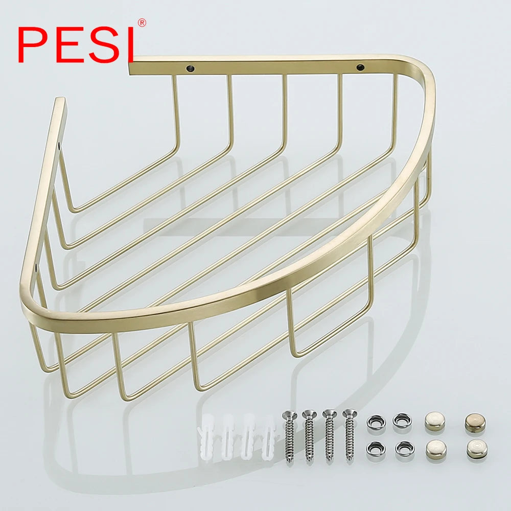 Bathroom Shelf Black Stainless Steel Single Bathroom Shelves Shower Storage Rack Wall Mounted Corner Basket Shampoo Shelf.