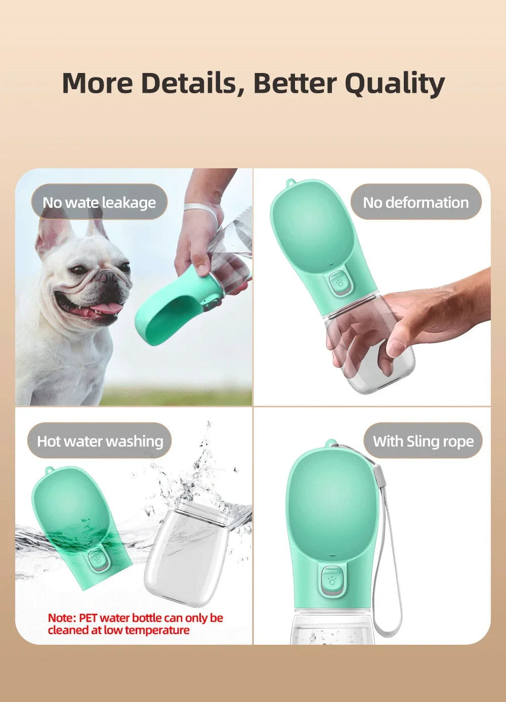 Portable Pet Water Bottle for Small Medium Large Dogs Outdoor Water Pets Dispenser Leakproof Puppy Drink Bowl Chihuahua Supplies