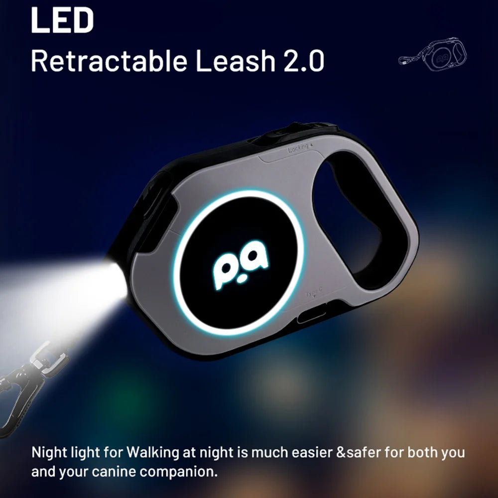 5M Automatic Retractable Big Dog Leash for Medium Large Dogs LED Lighting Durable Pet Walking Nylon Lead Rope mascotas Leashes