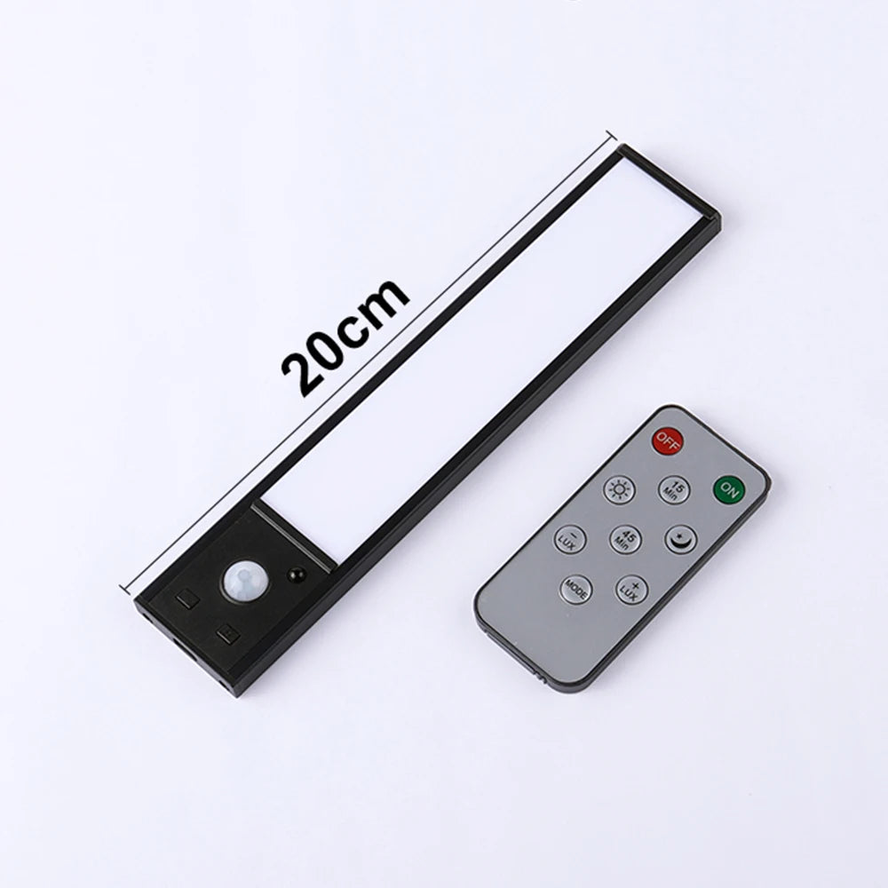 LED Motion Sensor Light 20/30cm Dimmable Under Cabinet Wireless Lamp Type-C Charge for Bedroom Kitchen Wardrobe Closet Workspace