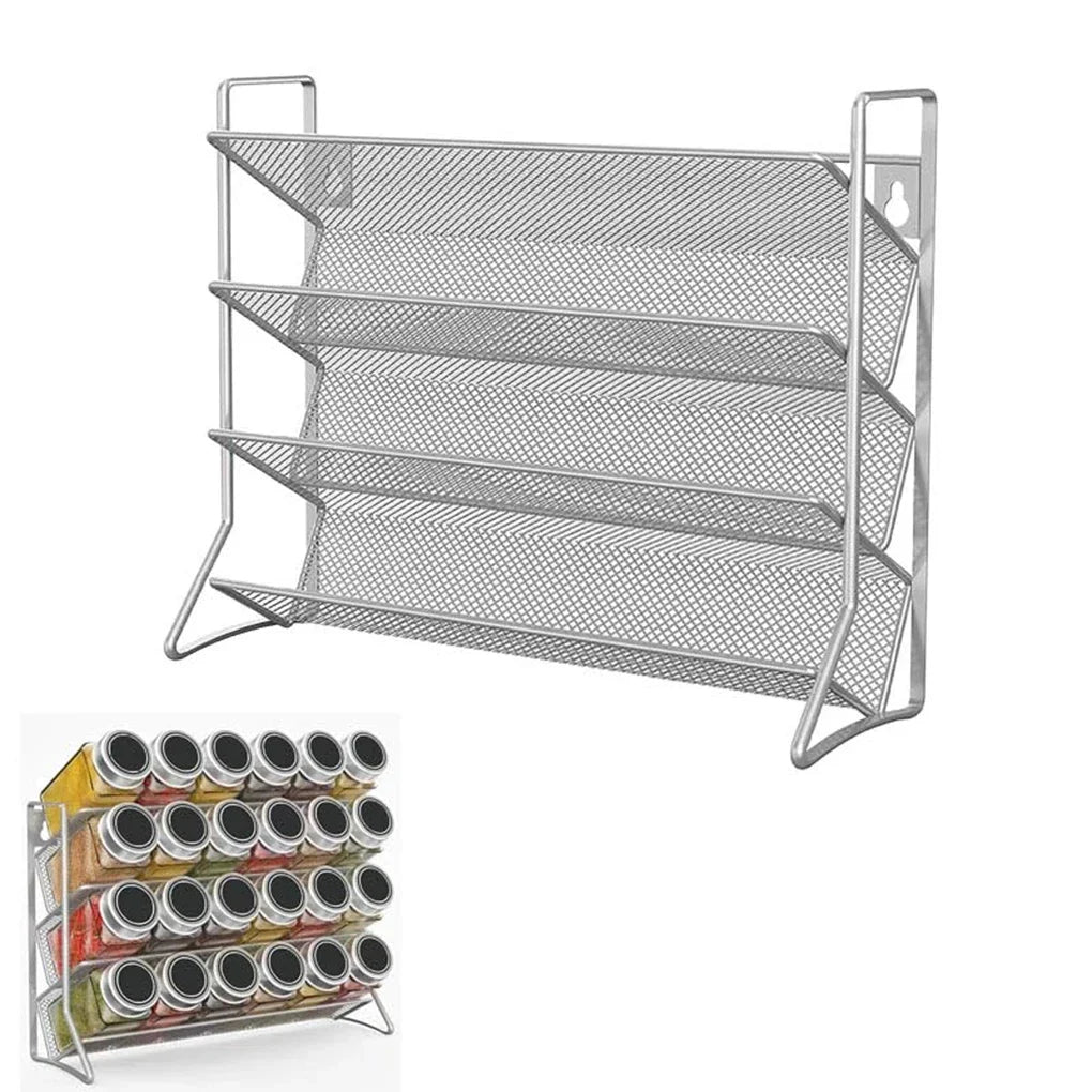 Kitchen Cabinet Organizer Shelf – Wall Mounted 4-Tier Spice Rack for Countertop, Cupboard & Pantry, 1PC