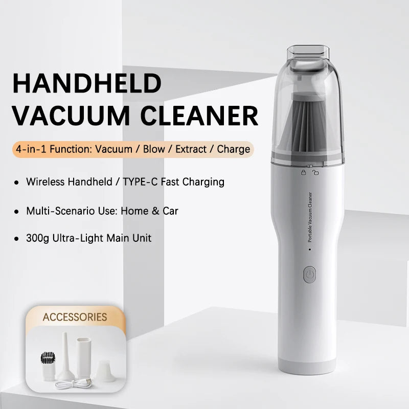 Mini Wireless Car Cleaning Car Vacuum Cleaner Rechargeable Powerful Suction Handheld Vacuum Powerful Cleaner Ultra-Compact