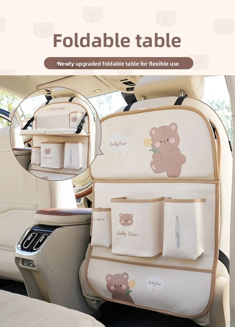 Car Seat Back Organizer - Rear Hanging Storage Bag, Backseat Table Tray, Vehicle Mounted Desk Board