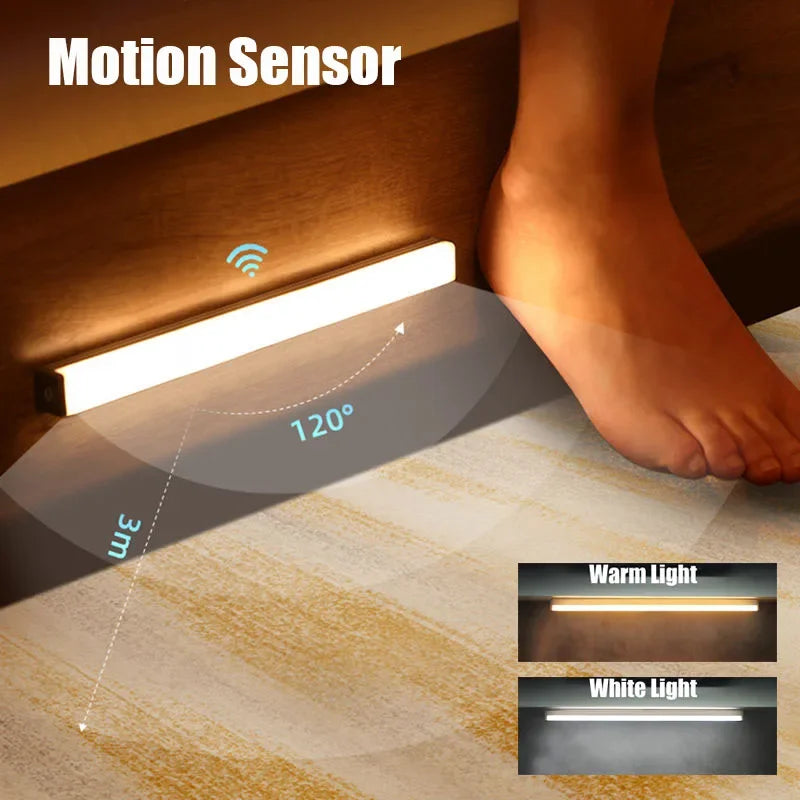 LED Motion Sensor Light Wireless LED Night Light Type C Rechargeable Light Cabinet Wardrobe Lamp Staircase Backlight For Kitchen