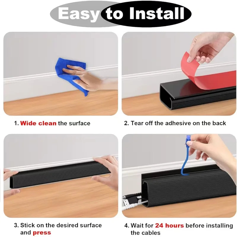 1PC 40cm/15.75cm Channel Desk Cable Organizer Cable Management Accessories White Cable Protecter No Drilling Under Desk Manageme