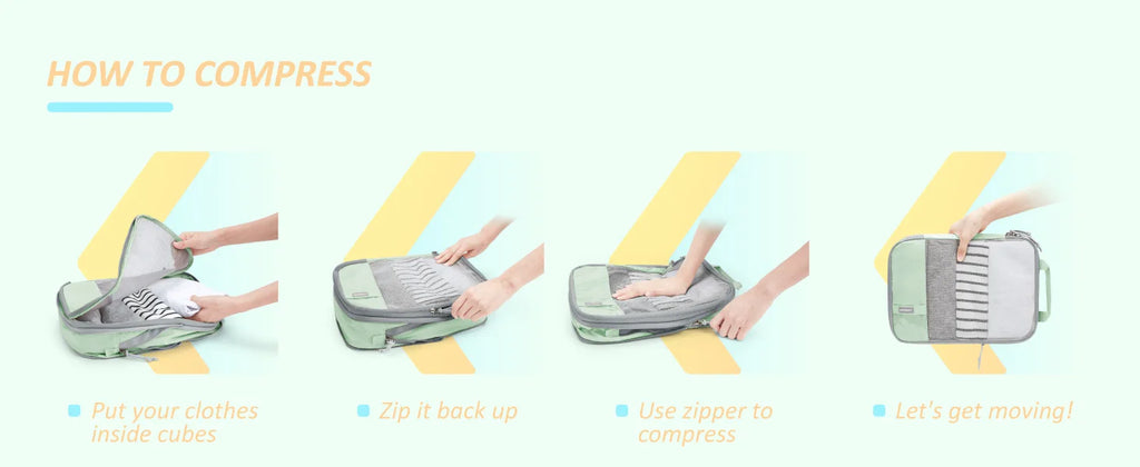 BAGSMART Compression Packing Cubes for Travel - 6/4/2 Set Lightweight Durable Luggage Organizer Bags Travel Essentials