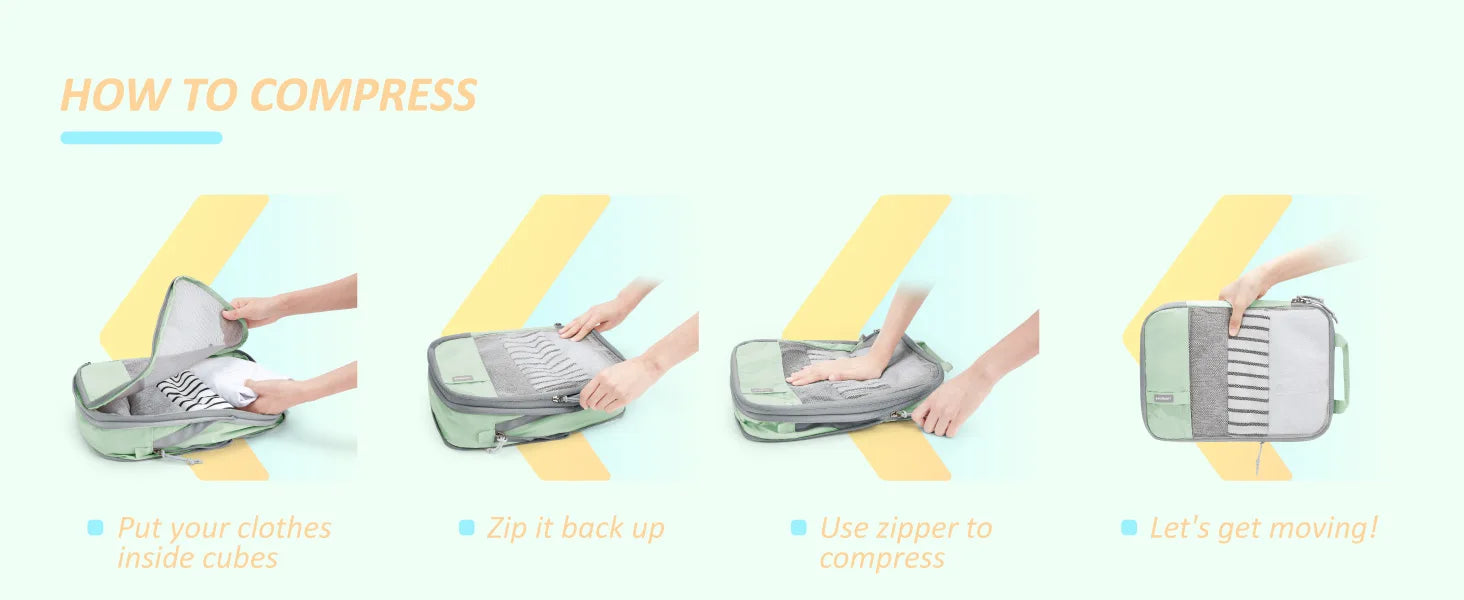 BAGSMART Compression Packing Cubes for Travel - 6/4/2 Set Lightweight Durable Luggage Organizer Bags Travel Essentials