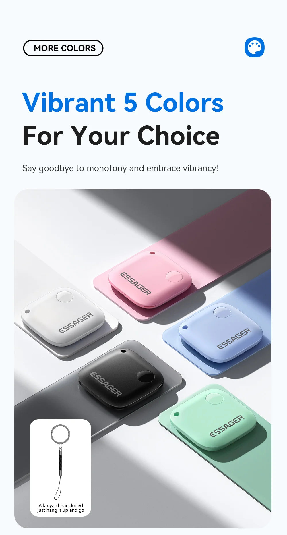 Essager Smart Bluetooth GPS Tracker Work with iOS System Find My App Air Tag Tracker Mini Locator Key Dog Pet Child Finder