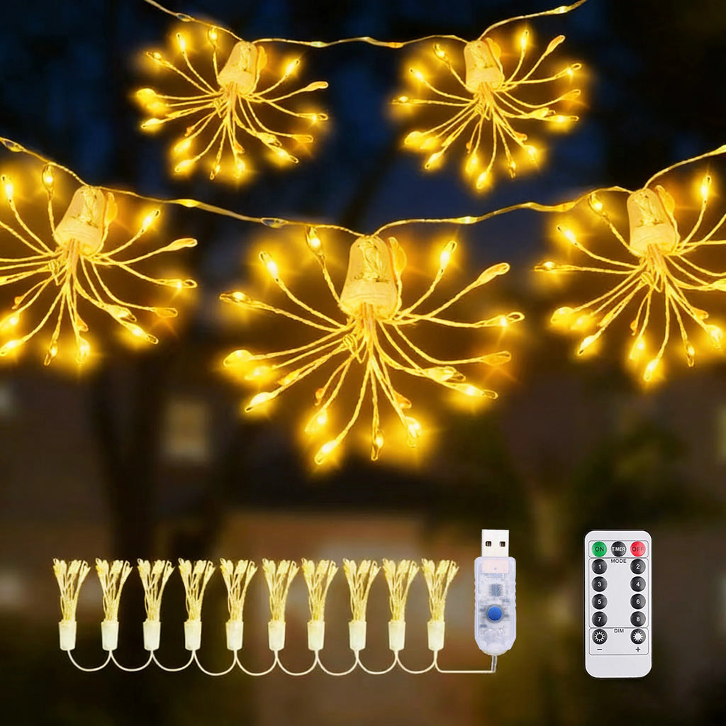 USB LED String Lights Outdoor Firework Fairy Lights 8 Modes Lighting Copper Wire LED Light for Camping Christmas Tree Decor Lamp