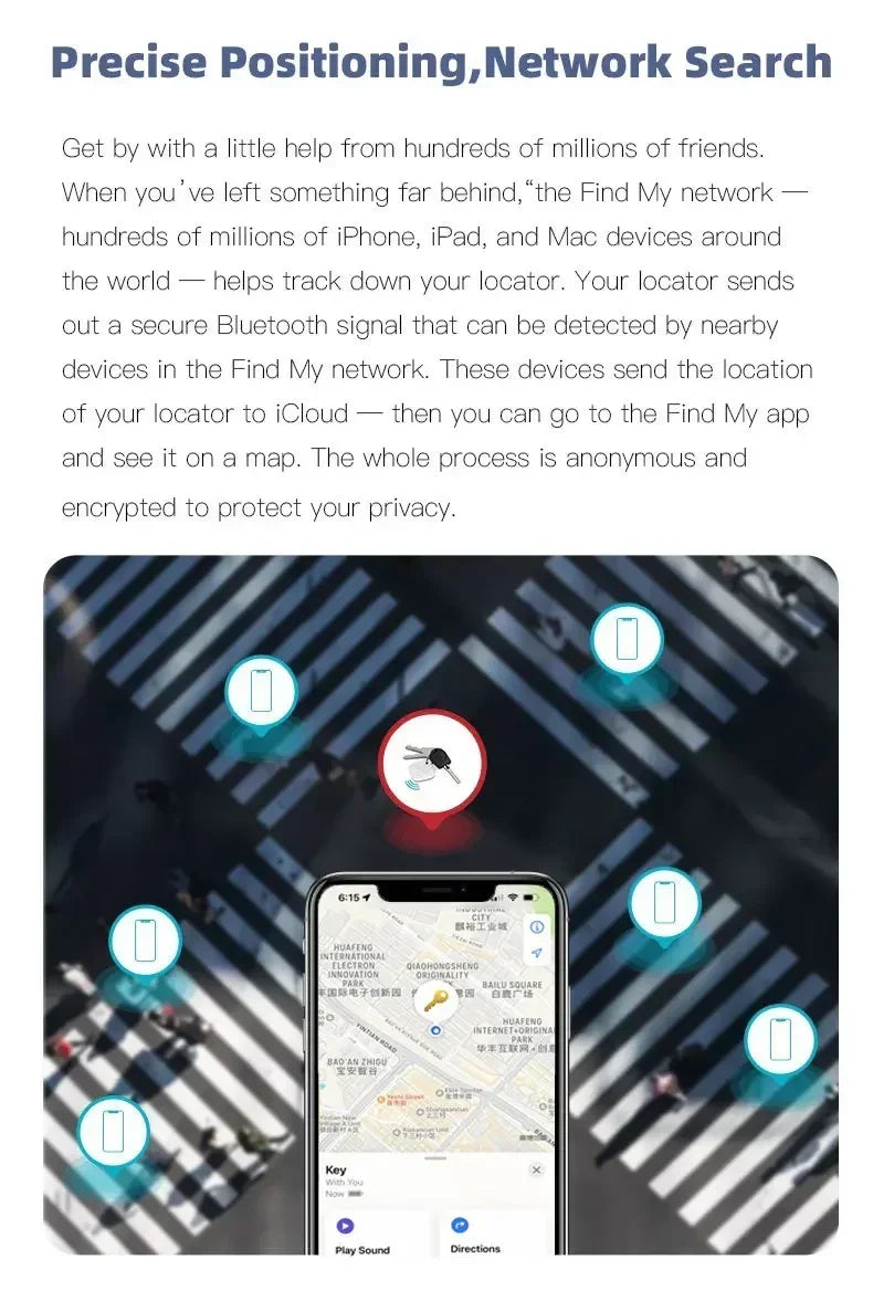 Bluetooth Tracking Device iOS Find My APP Smart Tag GPS Tracker Locator Anti-Lost Alarm Reminder Car Key Dog Pet Kid Finder